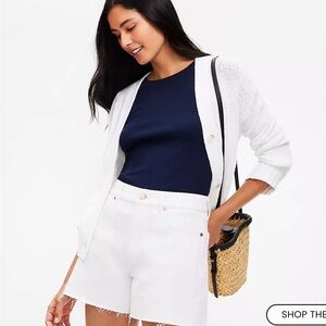 LOFT Fresh Cut High Rise Denim Shorts - White